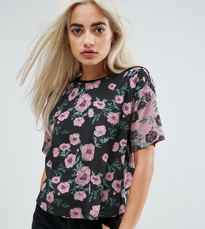 Asos Petite T-shirt With Cutabout Floral - Multi