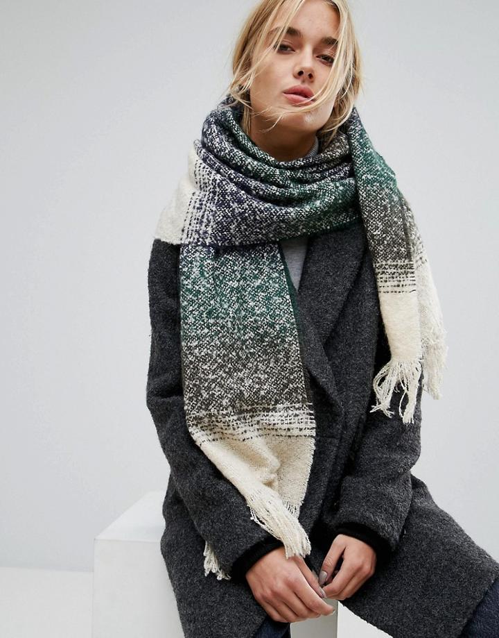 Pieces Johanson Long Ombre Stripe Scarf - White