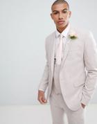 Asos Design Wedding Skinny Suit Jacket In Pink Wool Blend - Pink