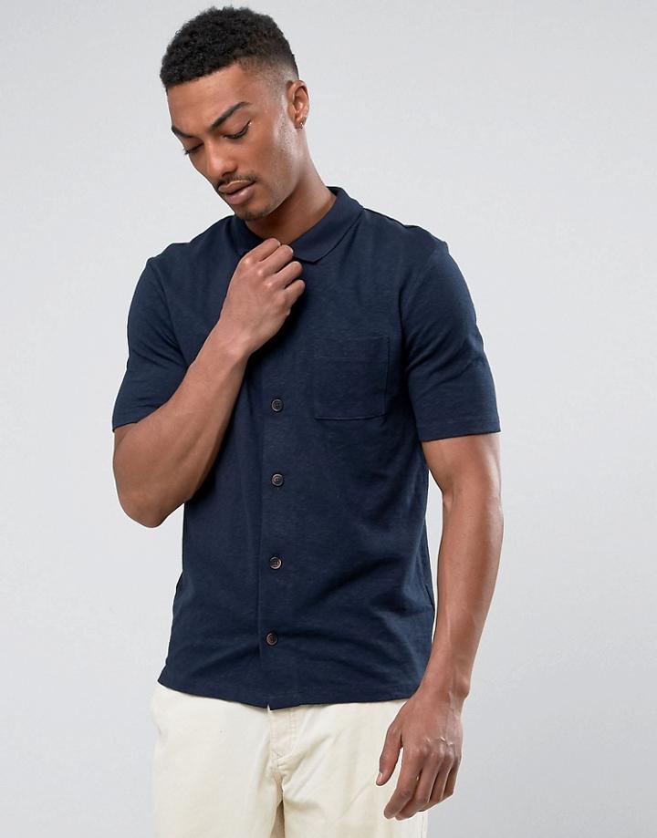 Selected Homme Short Sleeve Jersey Shirt - Navy