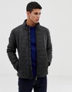 Esprit Faux Leather Padded Jacket In Dark Gray - Gray