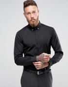 Hugo By Hugo Boss Smart Shirt Slim Fit Metal Collar Tips - Black