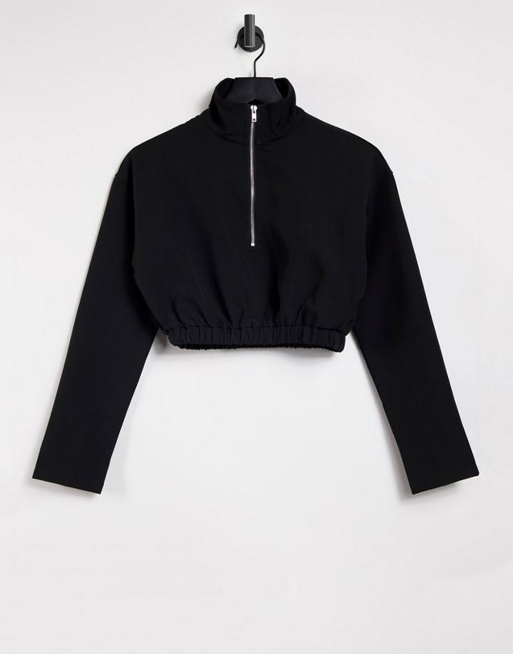 Missguided Half Zip Sweatshirt In Black
