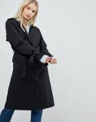 Only Cecile Collarless Trench Coat - Black