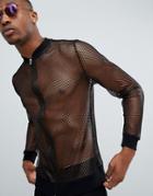 Asos Design Festival Bomber In Metallic Mesh - Black