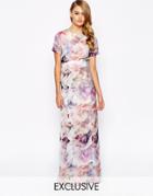 True Violet Watercolour Floral Print Maxi Dress - Multi