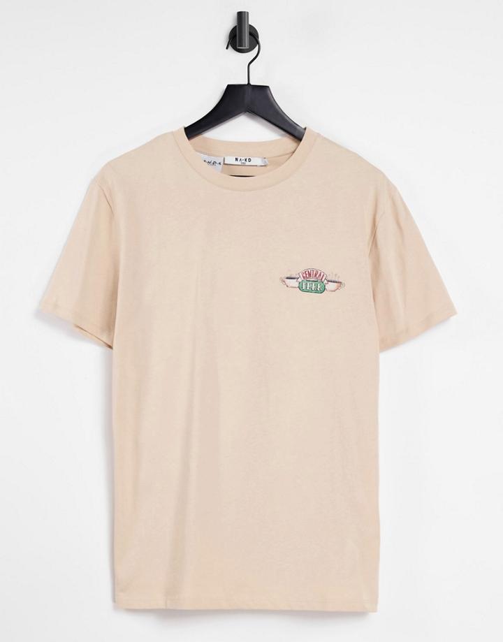 Na-kd X Friends Printed Unisex T-shirt In Beige-multi