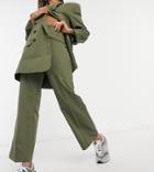 Collusion Straight Leg Pants In Olive Green