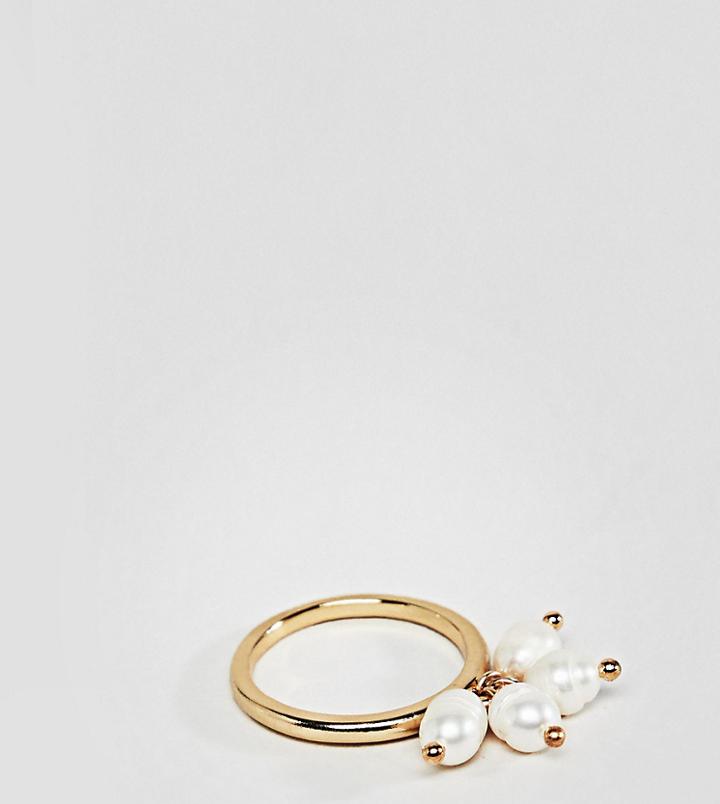Designb London Pearl Cluster Ring - Gold