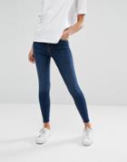New Look Notch Hem Skinny Jeans - Blue