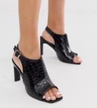 Co Wren Wide Fit Sqaure Toe Heeled Sandals In Black Croc