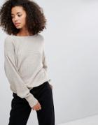 Pull & Bear Long Sleeve Knitted Sweater - Cream