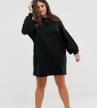 Asos Design Curve Mesh Insert Sweat Dress - Black