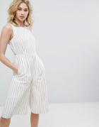 Vero Moda Open Back Striped Culotte Jumpsuit - Multi