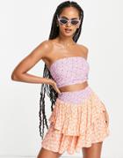 Asos Design Hanky Beach Top In Mixed Floral Print - Part Of A Set-multi