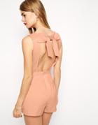 Asos Romper With Bow Back - Nude