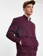 Asos 4505 Oversized Sweatshirt With 1/4 Zip-red