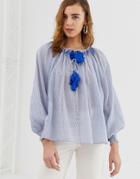 Pepe Jeans Leah Tassel Tie Blouse - Blue