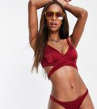Wolf & Whistle Fuller Bust Exclusive High Leg Bikini Bottom In Plum-red