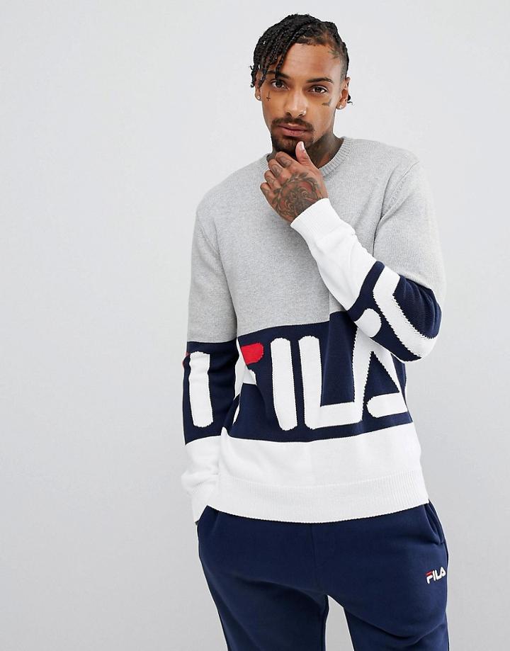 Fila Black Retro Logo Sweater - Gray