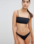 Twiin Paige Ribbed Brazilian Bikini Bottom - Black