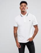 Fred Perry Slim Fit Twin Tipped Polo Shirt In White - White