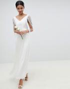 Asos Edition Fringe Maxi Wedding Dress - White