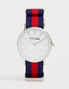Stratford Ladies Multi Nylon Strap Watch In Navy And Pink - Multi