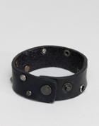 Diesel A-whyse Leather Cuff Bracelet In Black - Black