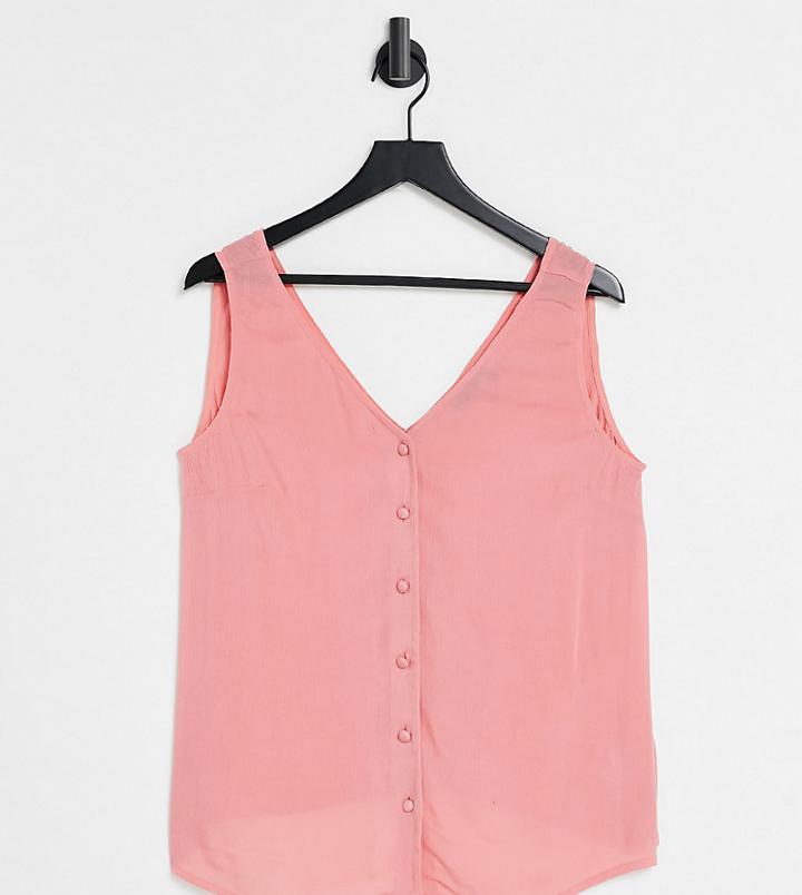 Asos Design Maternity Crinkle Button Through Tank In Pink