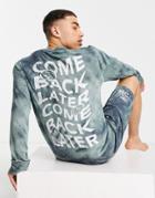 Gilly Hicks Tie Dye Back Print Cozy Long Lounge Sweatshirt In Green