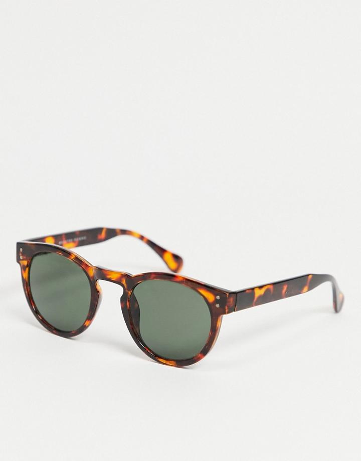 Selected Homme Round Sunglasses In Brown