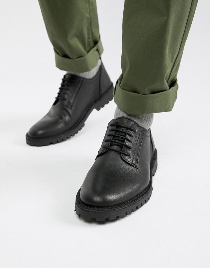 Selected Homme Grain Leather Shoe - Black