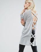 Story Of Lola Oversized Sweater With Cross Back - Gray