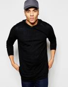 Asos Knitted Hoodie With Skater Fit In Black - Black