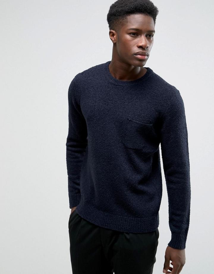 Kiomi Knitted Sweater With Pocket - Navy