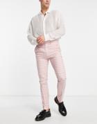 Asos Design Skinny Smart Pants In Multi Color Pop Check-white