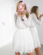 Asos Edition Gigi Crop Top Lace Mini Wedding Dress-white
