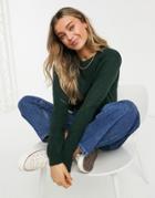 Jdy Daisy Long Sleeve Pullover Knitted Sweater In Dark Green