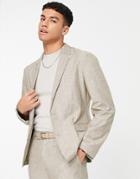 Asos Design Slim Soft Tailored Suit Jacket In Stone Stripe-neutral