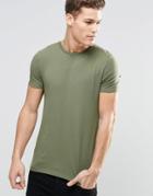 Asos Muscle T-shirt With Crew Neck In Green - Moss