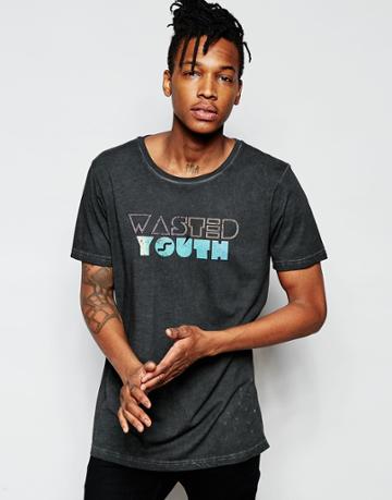 Wasted Youth Logo T-shirt Burn Out - Black