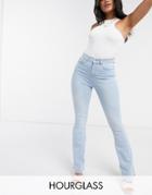 Asos Design Hourglass 'lift And Contour' Flare Jeans In Lightwash Blue-blues