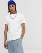 Asos Design Organic Heavyweight T-shirt With Crew Neck And Raw Edges In White - White