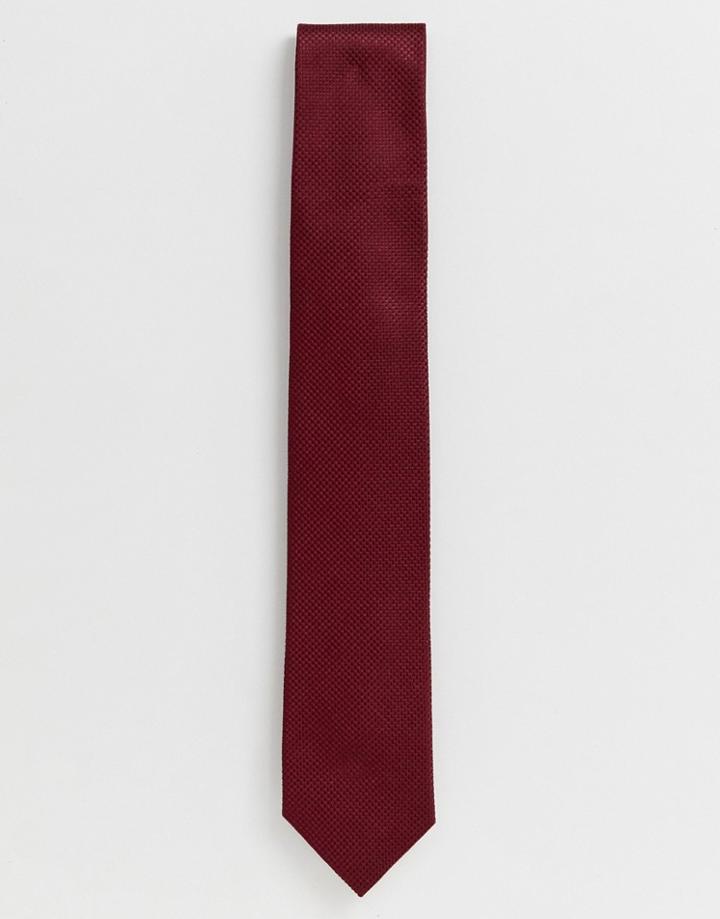 Jack & Jones Slim Tie In Burgundy - Red
