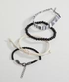 Asos Design Bracelet Pack In Monochrome With Beads - Black