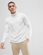 Asos Cotton Roll Neck Sweater In Pale Gray - Gray