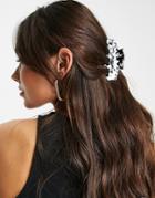 Asos Design Hair Clip Claw With Double Prongs In Mono Resin-multi
