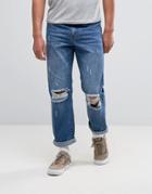 Heros Heroine Jeans In Straight Fit With Rips - Blue