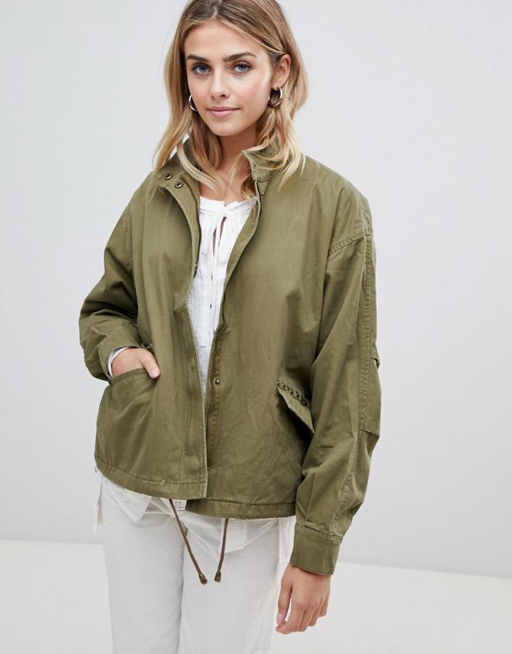 Jdy Jojo Stud Canvas Jacket - Green